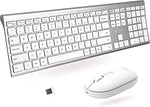 Wireless Keyboard and Mouse Combo, X9 Performance Full Size Wireless Mouse and Keyboard Combo - Slim 2.4G Wireless Keyboard Mouse Combo for Laptop and Desktop with Aluminum Finish and Quiet Click