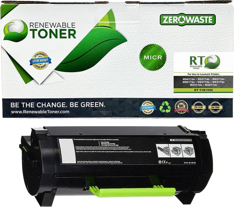 Renewable Toner Compatible MICR Toner Cartridge Replacement for Lexmark 51B1000 MS MX Series MS317 MS417 MS517 MS617 MX317 MX417 MX517 MX617