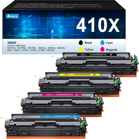 410A 410X Toner Cartridges - High Yield 4 Pack Compatible Replacement for HP Color Laserj Pro MFP M477fnw Toner, M477fdw Toner, M452dn Toner, HP Color Laserj Pro M477 M452 Series | CF410X