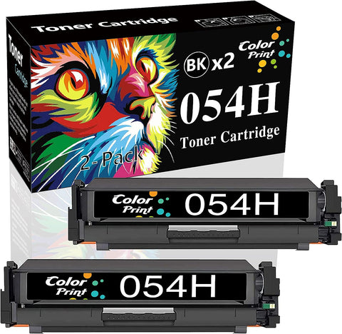 (2-Pack, Black, High Yield) ColorPrint Compatible 054H Toner Cartridge Replacement for Canon CRG-054H 054 054BK CRG054H Used for Color imageCLASS MF642Cdw MF644Cdw MF640C LBP622Cdw LBP620 Printer