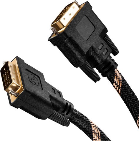 DVI to DVI Cable 30Ft,Nylon Braided DVI-D 24+1 Dual Link Male to Male Digital Video Cable Gold Plated with Ferrite Core Support 2560x1600 for Gaming, DVD, Laptop, HDTV and Projector(30 Ft/10M)