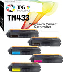 (5 Pack) TG Imaging (2B+CYM) Compatible TN433 Toner Cartridge Replacement for TN-433 Color Toner for HL-L8260 L8360 L9310CDW MFC L8610CDW Toner Printer