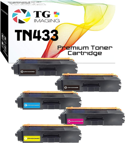 (5 Pack) TG Imaging (2B+CYM) Compatible TN433 Toner Cartridge Replacement for TN-433 Color Toner for HL-L8260 L8360 L9310CDW MFC L8610CDW Toner Printer