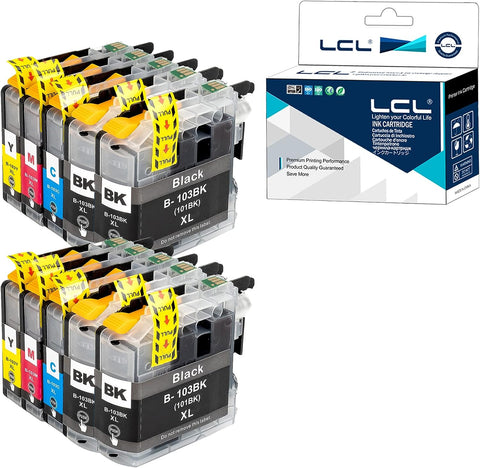 LCL Compatible Ink Cartridge Replacement for Brother LC101 LC101XL LC-103 LC103 XL LC103XL LC103BK LC103C LC103M LC103Y High Yield DCP-J132W DCP-J152W DCP-J17 (10-Pack 4Black 2Cyan 2Magenta 2Yellow)