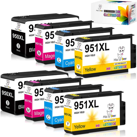 Miss Deer 950XL 951XL Combo Pack Compatible Ink Cartridges Replacement for HP 950 951XL,Work for HP Officejet Pro 8610 8600 8620 8630 8640 8100 8615 251dw 271dw 276dw(2BK,2C,2M,2Y)