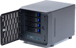 KCMconmey 4 + 1 Bay DIY NAS Case, 4 x 2.5/3.5 Tray + 1 x 2.5 Internal Bay. Compatible ITX MB Flex PSU. with Front USB 3.0 8cm Chassis Fan Hot Swap Backplane. Network Attached Storage Enclosure.