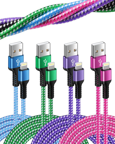iPhone Charger Cord, [3FT-4Pack] Nylon Braided USB to Lightning Cable, [MFi Certified] Apple Fast Charging Syncing Cord Compatible with iPhone 14/13/13 Pro/13 Mini/12/12 Pro Max/11/11 Pro/8 Plus/8/XR