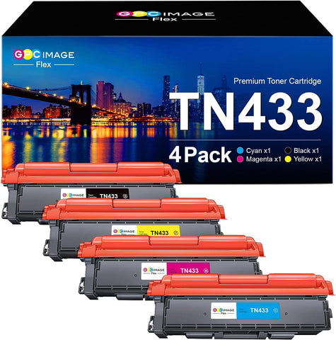 GPC Image Flex Compatible TN 433 TN433 Toner Replacement for Brother TN433 Toner Cartridges TN-433 TN431 Compatible with HL-L8360CDW MFC-L8900CDW HL-L8360CDWT HL-L8260CDW MFCL8610CDW Printer (4 Pack)