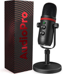 AUDIOPRO USB Microphone - Computer Condenser Gaming Mic for PC/Laptop/Phone/PS4/5, Headphone Output, Volume Control, USB Type C Plug and Play, LED Mute Button, for Streaming, Podcast, Studio Recording