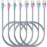 iPhone Charger 90 Degree Right Charging Cord 4Colorful Lightning Cable 6FT 4Packs [Apple MFi Certified] for Apple Charger, iPhone 13/12/11/SE/Xs/XS Max/XR/X/8 Plus/7/6 Plus (Grey+)