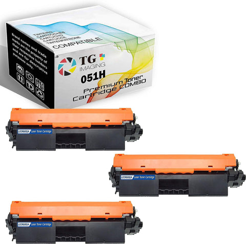 (3-Pack) TG Imaging 3xBlack Compatible Toner Cartridge Replacement for Canon 051 051H Toner Combo CRG-051H (High Yield) for imageCLASS LBP162dw MF264dw MF267dw MF269dw Toner Printers