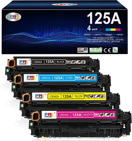 125A Toner Cartridges 4-Pack Replacement for HP Color CP1215,CM1312nfi,CM1312 MFP,CP1518ni ,CP1515n Printer Ink (Black,Cyan, Magenta, Yellow)