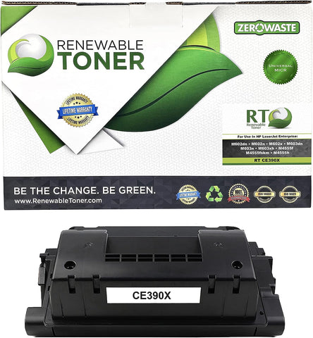 Renewable Toner Compatible High Yield Universal MICR Toner Cartridge Replacement for HP 90X CE390X Laser Printer M602 M603 M4555