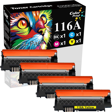 ColorPrint Compatible Toner Cartridge Replacement for HP 116A 116 W2060A W2061A W2062A W2063A Work with Color Laser MFP 178NW 179FNW 150A 150NW Printer (4-Pack, Black, Cyan, Magenta, Yellow)