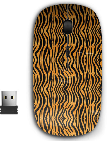 2.4G Ergonomic Portable USB Wireless Mouse for PC, Laptop, Computer, Notebook with Nano Receiver ( Tiger Print Stripes Skin )