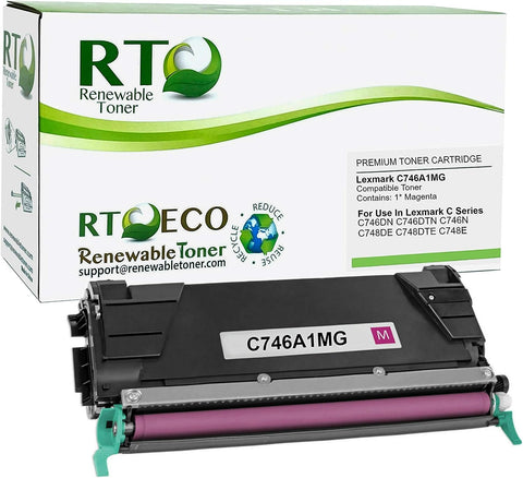 Renewable Toner Compatible High Yield Toner Cartridge Replacement for Lexmark C746A1MG C Series C746 C748 (Magenta)