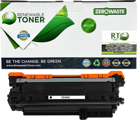 Renewable Toner Compatible MICR High Yield Toner Cartridge Replacement for HP 507X CE400X Laser Printers M551 M570 MFP M575 MFP