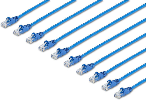 StarTech.com 25 ft. CAT6 Ethernet Cable - 10 Pack - ETL Verified - Blue CAT6 Patch Cord - Snagless RJ45 Connectors - 24 AWG Copper Wire - UTP Ethernet Cable (N6PATCH25BL10PK)