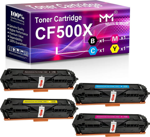 MM Much & More Compatible Toner Cartridge Replacement for HP 202X CF500X CF501X CF502X CF503X use for HP M254DW 254NW M280NW M281FDW M281FDN Printers (Black + Cyan + Magenta + Yellow)