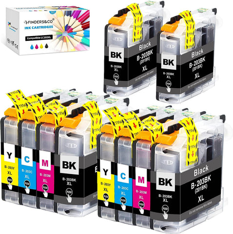 F FINDERS&CO Ink Cartridges Replacement for Brother LC203 LC201 LC201XL LC203XL Ink to Work with Brother MFC-J460DW J480DW J485DW J680DW J880DW J885DW MFC-J4320 J4620DW (4BK 2C 2M 2Y, 10 Pack)