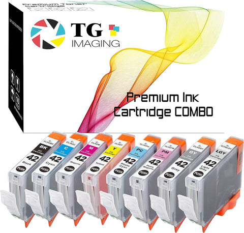 TG Imaging (8-Color Basic Sets) Compatible CLI42 CLI-42 CLI 42 Ink Cartridge Replacement for Canon Pixma Pro-100 Pro 100 Series AL-in-One Printers