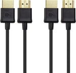 Cable Matters 2-Pack Ultra Thin HDMI Cable 10 ft (Ultra Slim HDMI Cable) 4K Rated with Ethernet