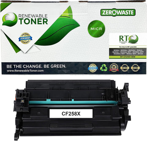 Renewable Toner Modified OEM MICR Toner Cartridge Replacement for HP 58X CF258X Laser Printers M404 M428 (High Yield)