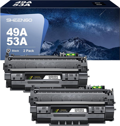 49A Black Toner Cartridge Q5949A Q7553A 49X 53A Black Ink Replacement for HP 1320 Toner Cartridge Compatible with Laserjet 1320 1320N 1320TN P2015 P2015D P2015DN M2727NF 3390 3392 Printers (2 Black)