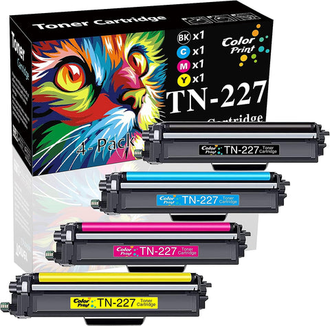 (4-Pack, BK,C,M,Y) ColorPrint Compatible TN227 Toner Cartridge Replacement for Brother TN-227 TN227 TN223 Work with HL-L3210CW HL L3230CDW L3710CDW L3270CDW MFC-L3710CW MFC L3750CDW L3770CDW Printer