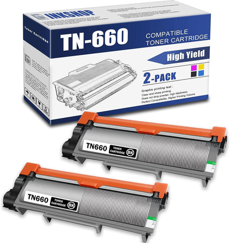 TN660 Compatible TN-660 Black High Yield Toner Cartridge Replacement for Brother TN-660 HL-L2300D HL-L2305W MFC-L2680W MFC-L2685DW DCP-L2520DW DCP-L2540DW Toner.(2 Pack)