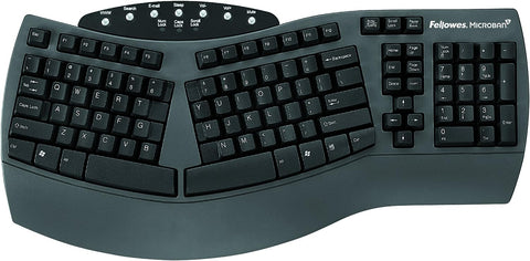 Fellowes Microban Split Design Wired Keyboard, Dark Gray - FEL9891503