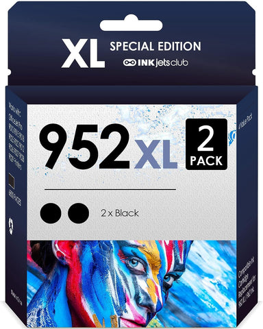 INKjetsclub Compatible Ink Cartridge Replacement for HP 952XL High Yield Cartridges. Works with OfficeJet Pro 8710 8720 7720 7740 8715 8725 8730 8740 Printers. 2 Pack (Black)