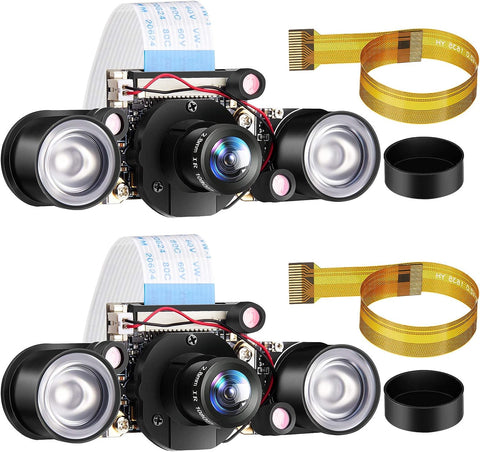 2 Sets for Raspberry PI Camera 1080P Webcam 5MP OV5647 Sensor Day and Night Vision IR-Cut Video Camera Focus Adjustment for Raspberry Pi RPi 4 3 B B+ 2B 3A+ 2 1 Camera