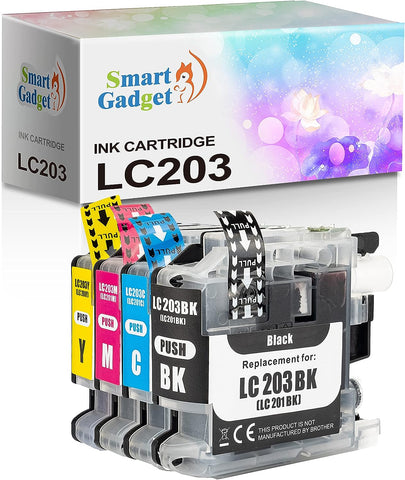 Smart Gadget Compatible Ink Cartridge Replacement LC 203 LC203 LC201 LC 201 Colour BCYM | Use with MFC-J4320DW MFC-J680DW MFC-J485DW MFC-J4620DW MFC-J4420DW MFC-J885DW Printers | Multicolor [4_Pack]