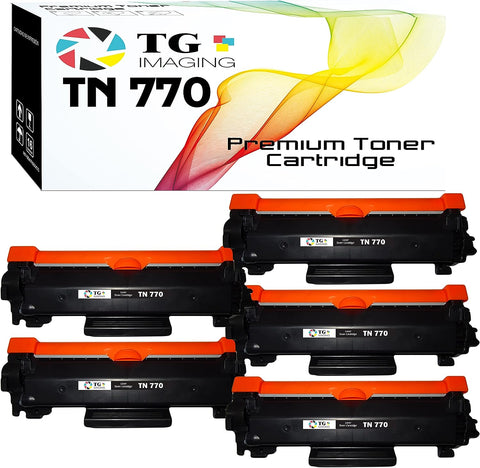 TG Imaging 5-Pack Compatible Replacement for TN-770 Toner Cartridge TN770 TN760 High Yield Version (4,500 Pages) for use in HL-L2370DW HL-L2370DWXL MFC-L2750DW MFC-L2750DWXL Laser Printer