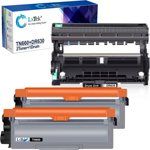 LxTek Compatible Toner Cartridge & Drum Unit Replacements for Brother TN660 TN630 TN-660 DR630 High Yield to use with HL-L2300D HL-L2320D HL-L2340DW HL-L2360DW(2 Toner Cartridges, 1 Drum Unit, 3 Pack)