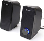 GOgroove Computer Speakers for Desktop and Laptop - USB Speakers for Desktop Computer with Loud and Clear 2-Way Drivers for 32W of Power and Bass, Built-in Headphone & AUX Input Ports, LED Volume Knob