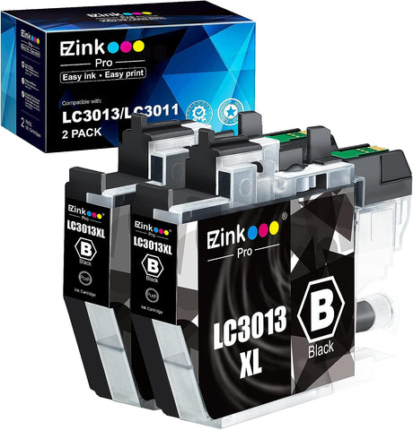 E-Z Ink Pro LC3013BK LC3011BK Compatible Ink Cartridge Replacement for Brother LC3013 LC3011 LC-3013 Compatible with MFC-J491DW MFC-J497DW MFC-J895DW MFC-J690DW (2 Black)