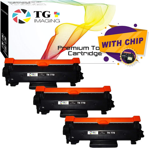 TG Imaging 3-Pack 3xBlack Compatible TN-770 TN770 Toner Cartridge TN760 Super High Page Yield Replacement for Brother HL-L2370DW MFC-L2750 Printer