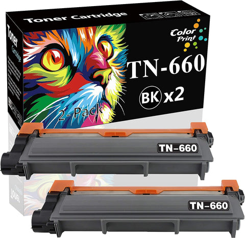 (2-Pack, Black)ColorPrint Compatible TN660 Toner Cartridge Replacement for Brother TN-660 TN630 TN-630 Work with HL-L2380DW HL-L2300D HL-L2340DW MFC-L2680W MFC-L2740DW MFC-L2685DW DCP-L2540DW Printer