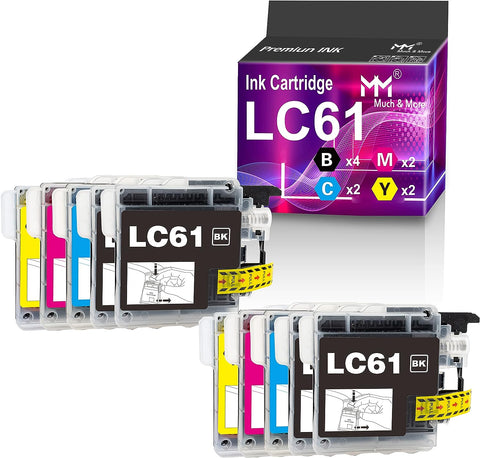 MM MUCH & MORE Compatible Ink Cartridge Replacement for Brother LC-61 LC61 LC 61 to use for DCP-165C DCP-375CW DCP-385CW MFC-490CW MFC-5895CW MFC-6490CW Printer (10-Pack)