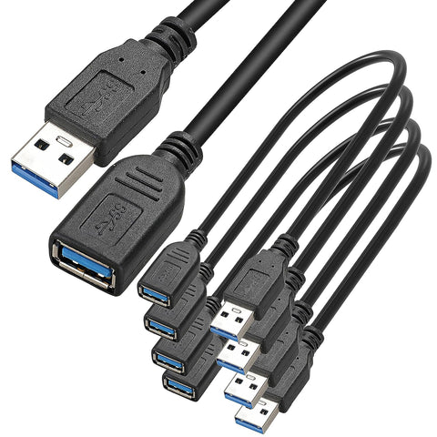 SAITECH IT 4 Pack Short Length 30cm USB 3.0 Extension Cable, USB 3.0 A Male to Female Extender Cable