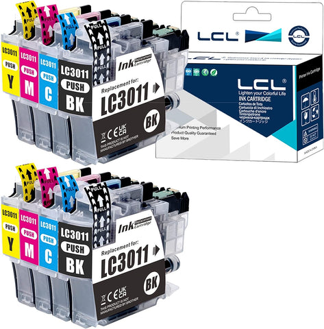 LCL Compatible Ink Cartridge Replacement for Brother LC3011 LC-3011 LC3011BK LC30113PKS LC-3011BK LC3011C LC3011M LC3011Y MFC-J491DW MFC-J497DW MFC-J690DW MFC-J895DW (8-Pack 2Bk 2Cyan 2M 2Y)