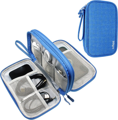 DDgro Tech Accessories Organizer Electronic Pouch Travel Bag for Keeping iPhone Charger Mobile Hard Disk Cable Cord Mouse Earphone Pens Certificates (Medium, Azure Blue)