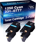 EASYPRINT Compatible (2- Pack Cyan) Dell 1250 Toner Cartridge Replacement for 331-0777 Work for Dell 1250C 1350CNW 1355CN 1355CNW C1760NW C1765NF C1765NFW