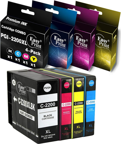 EASYPRINT Compatible Ink Cartridges Replacement for PGI 2200XL PGI2200XL Work with Canon Maxify MB5320 MB5120 MB5420 MB5020 iB4120 iB4020 Printer, (4 Pack-High Yield, BK+C+M+Y)