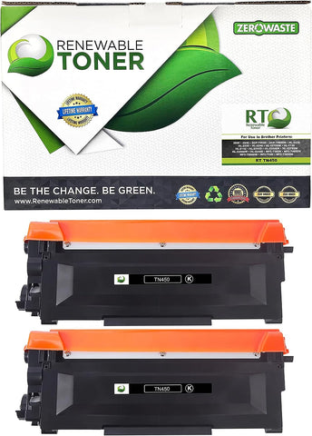 Renewable Toner Compatible Toner Cartridge Replacement for Brother TN-450 TN450 Laser Printers DCP-7060 7065 HL-2130 - HL-2280 Intellifax 2840 2940 MFC-7240 7360 7365 7460 7860 (Pack of 2 Black)