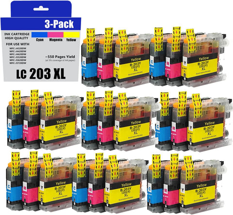 LC203 Compatible Ink Cartridge for Brother LC203XL LC201XL LC203 LC201 to use with MFC-J480DW MFC-J880DW MFC-J4420DW MFC-J680DW MFC-J885DW Printer (8 Cyan, 8 Magenta, 8 Yellow, 24 Pack)