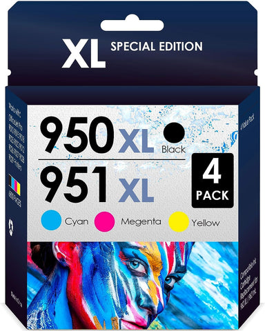 Compatible Ink Cartridges Replacement for HP 950XL/951XL Ink Cartridges. Works for HP Officejet Pro 8600 8610 8620 8615 8630 Printers. 5 Pack (2xBlack, Cyan, Magenta, Yellow)