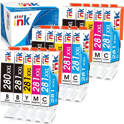 st@r ink Compatible PGI-280XXL CLI-281XXL Ink Cartridge Replacement for Canon 280 281 Ink for Pixma TR8620a TR8620 TR8520 TR7520 TS6320 TS6220 TS9120 TR8500 TR8600 TS8220 TS8320 Printer, 15-Pack